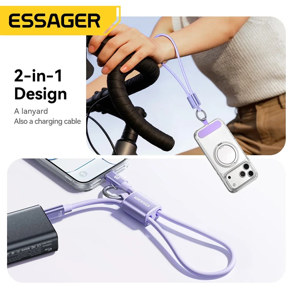 60 W Kurzes USB-C auf USB-C Lanyard-Kabel