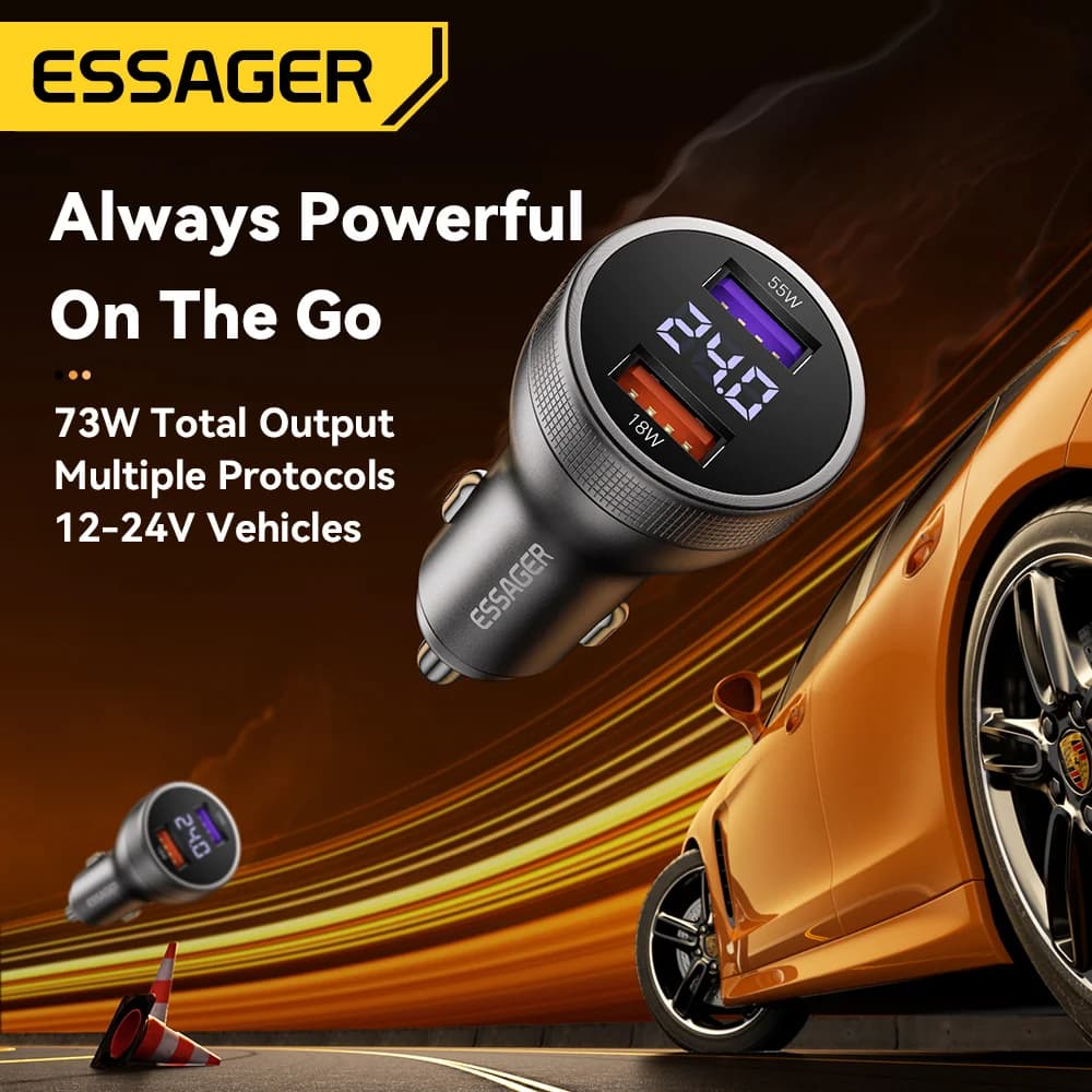 73W USB-C Auto-Ladegerät mit Digitalanzeige