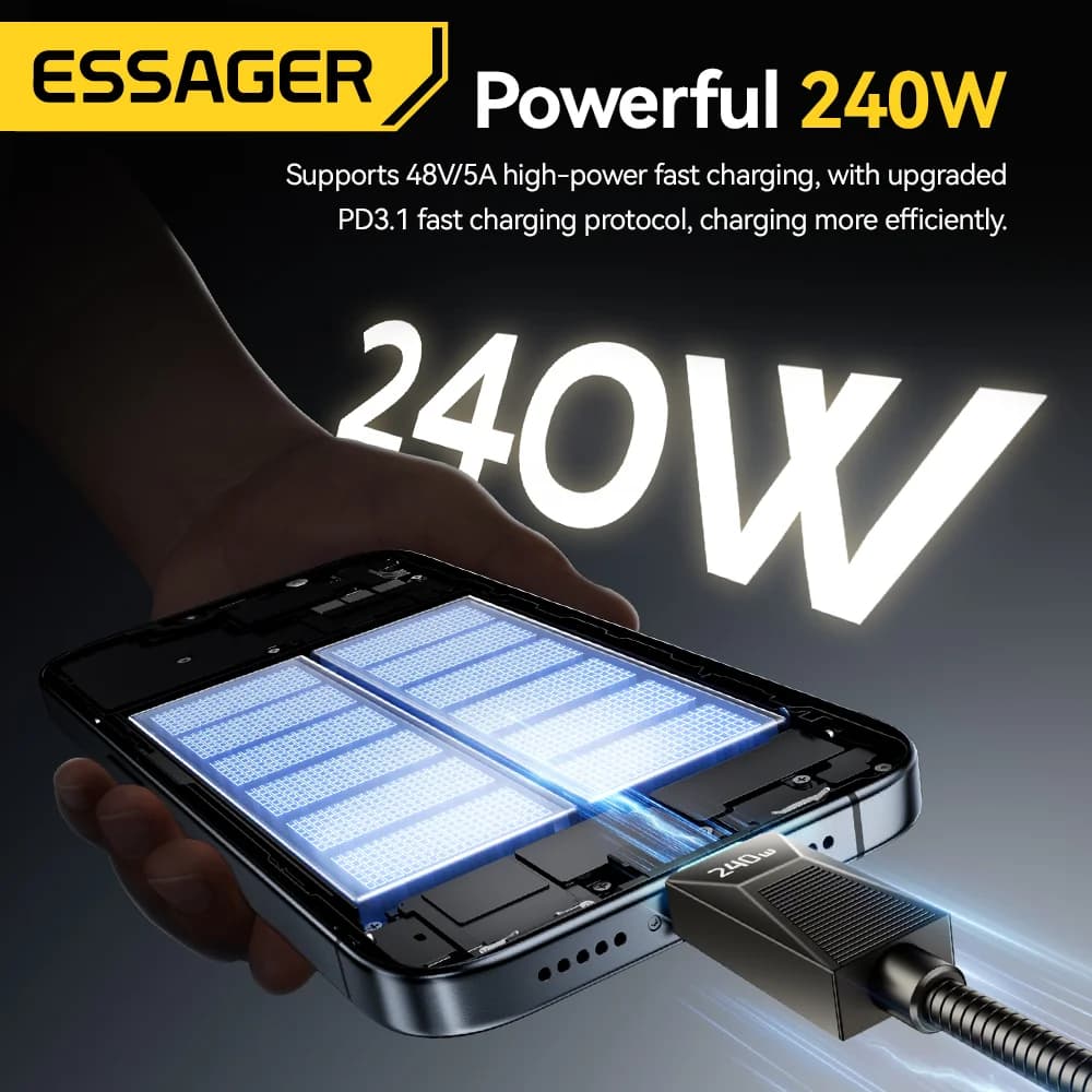 240W Edelstahl USB-C Schnellladekabel