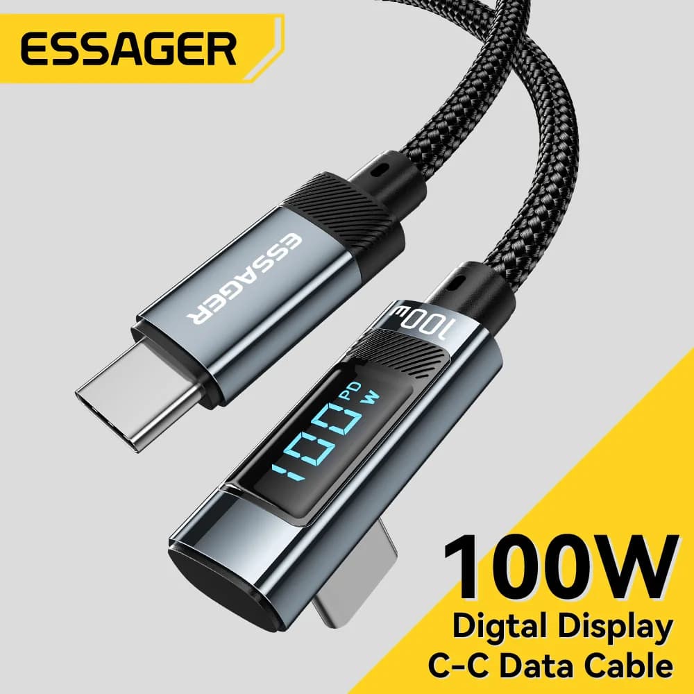100W USB Typ-C auf USB-C Kabel mit 90° LED-Anzeige