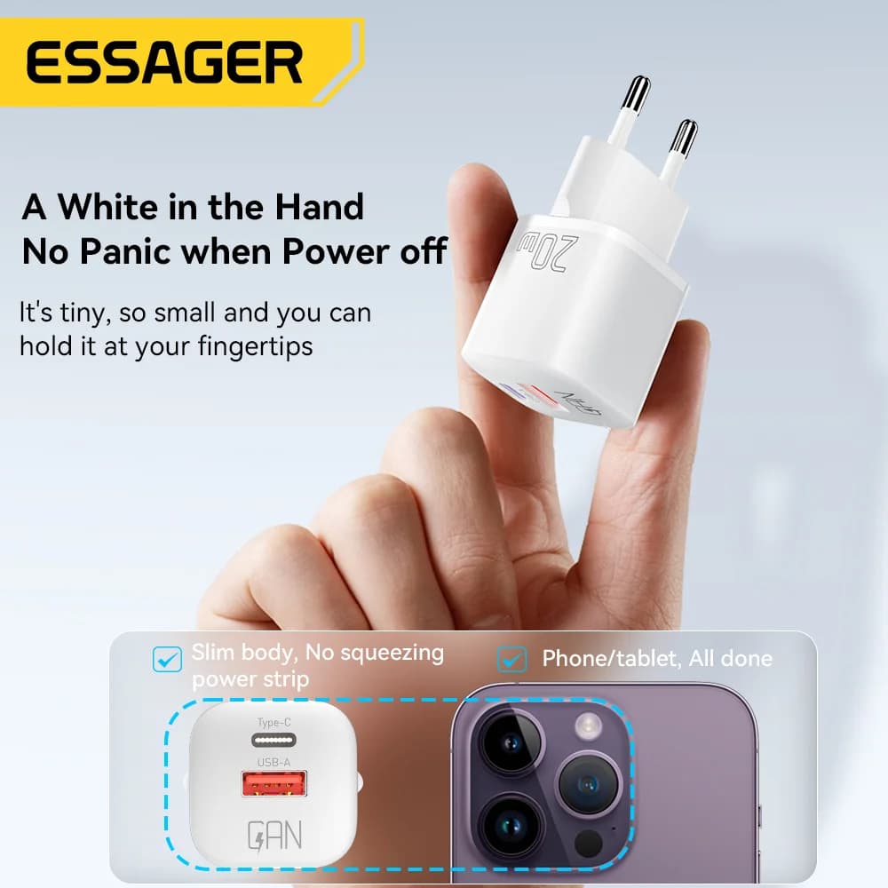 20W GaN USB-C PD Schnell-Wandladegerät