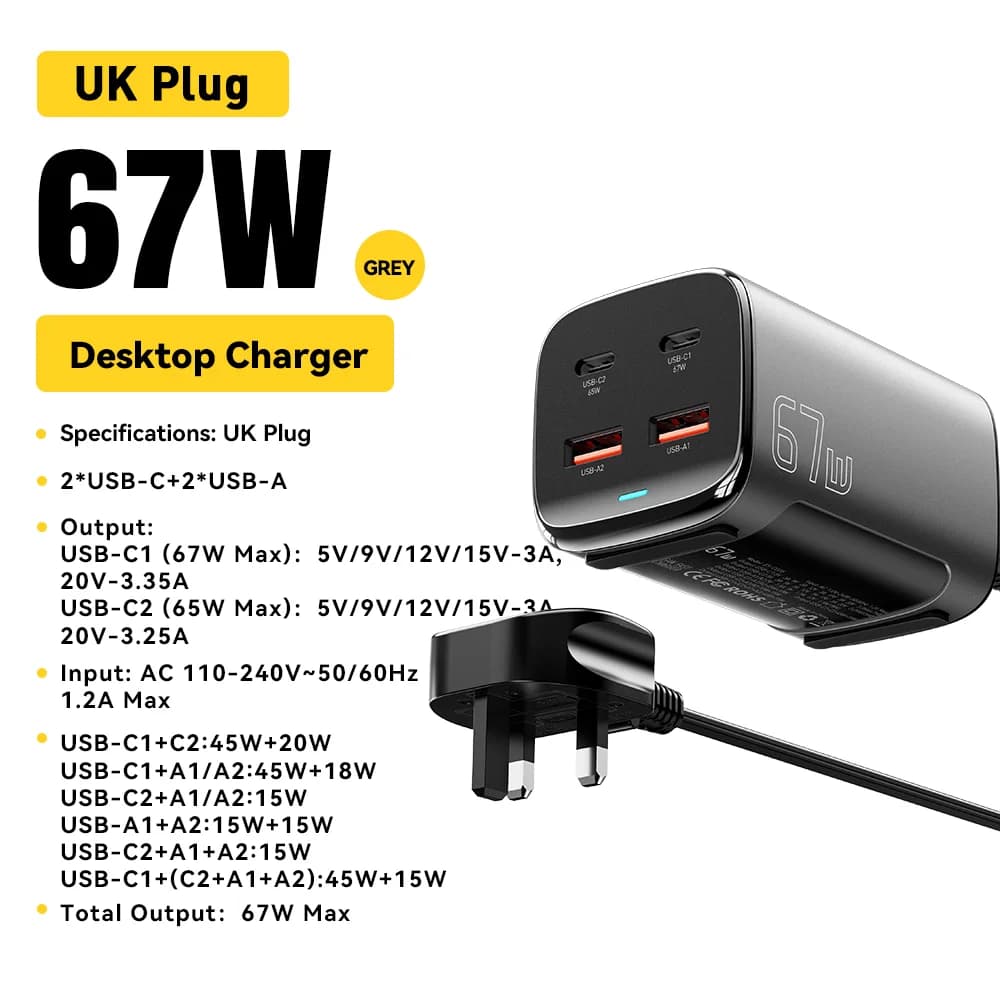 67W GaN USB-C Desktop-Schnellladegerät