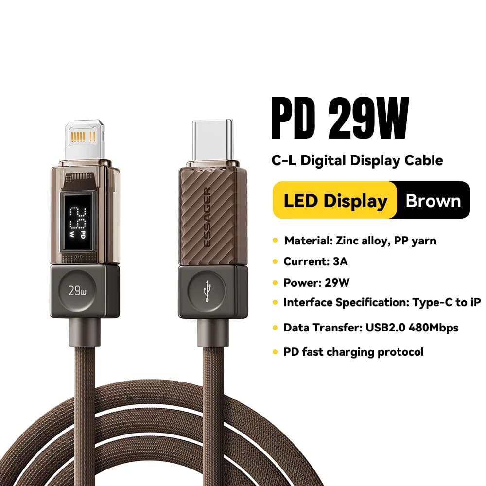 USB-C auf Lightning Kabel mit Digitalanzeige