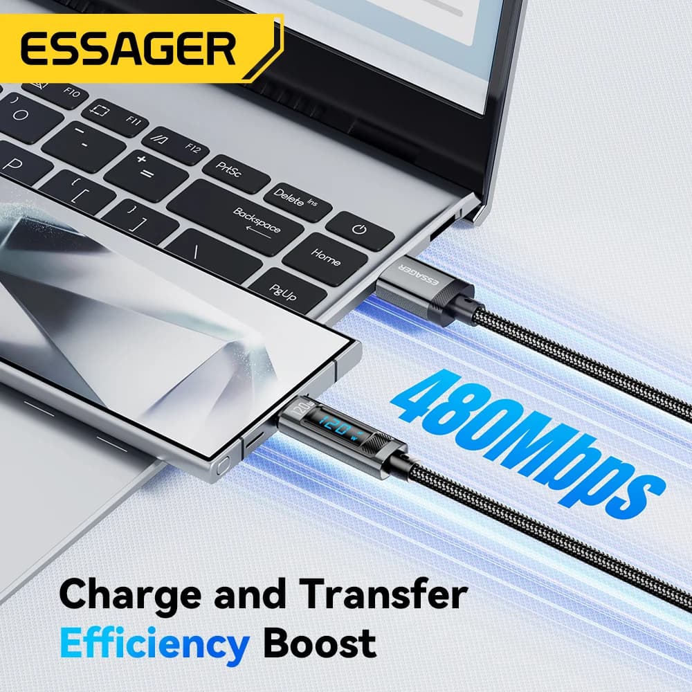 120W USB-C Schnellladekabel mit LED-Anzeige
