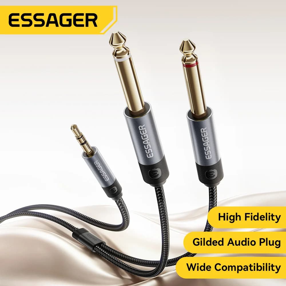 3,5 mm auf 2x 6,35 mm Stereo-Audiokabeladapter